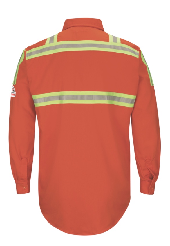 Men's Midweight FR Enhanced Visibility Uniform Shirt with Silver/Yellow Striping