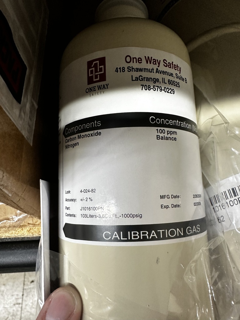 Cal Gas, 100ppm CO N2  