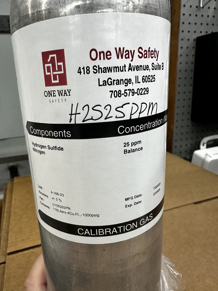 Gas, Cal, 116L H2S 25 ppm, N2