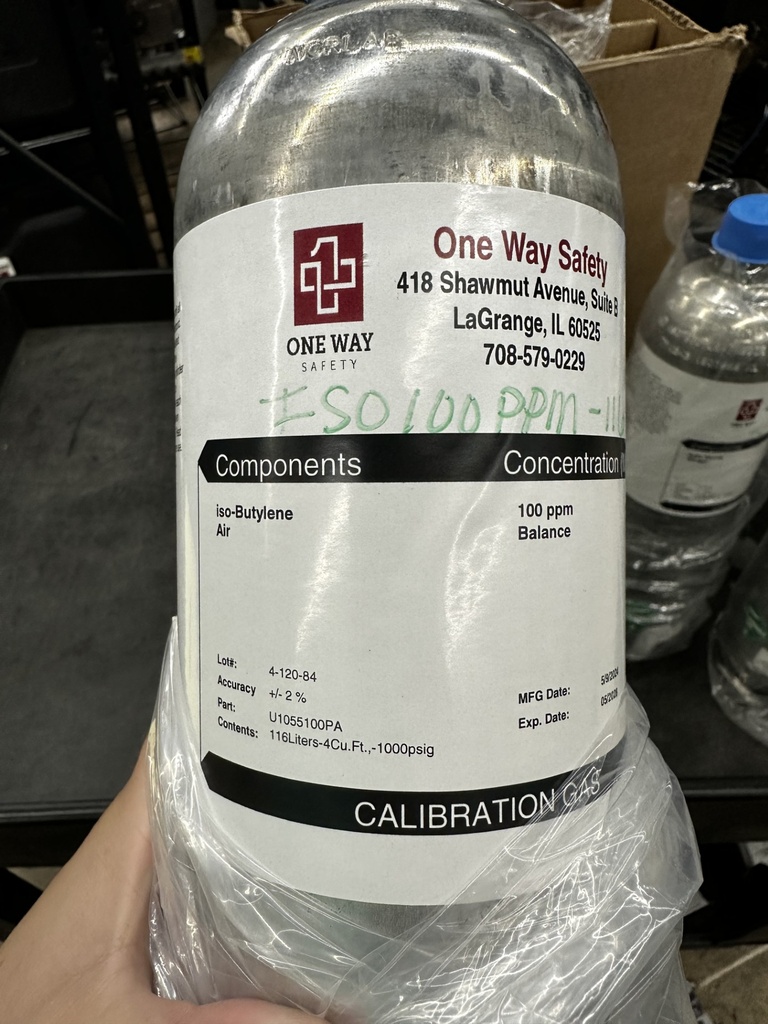 Cal Gas Isobutylene, air balance 100ppm 116L