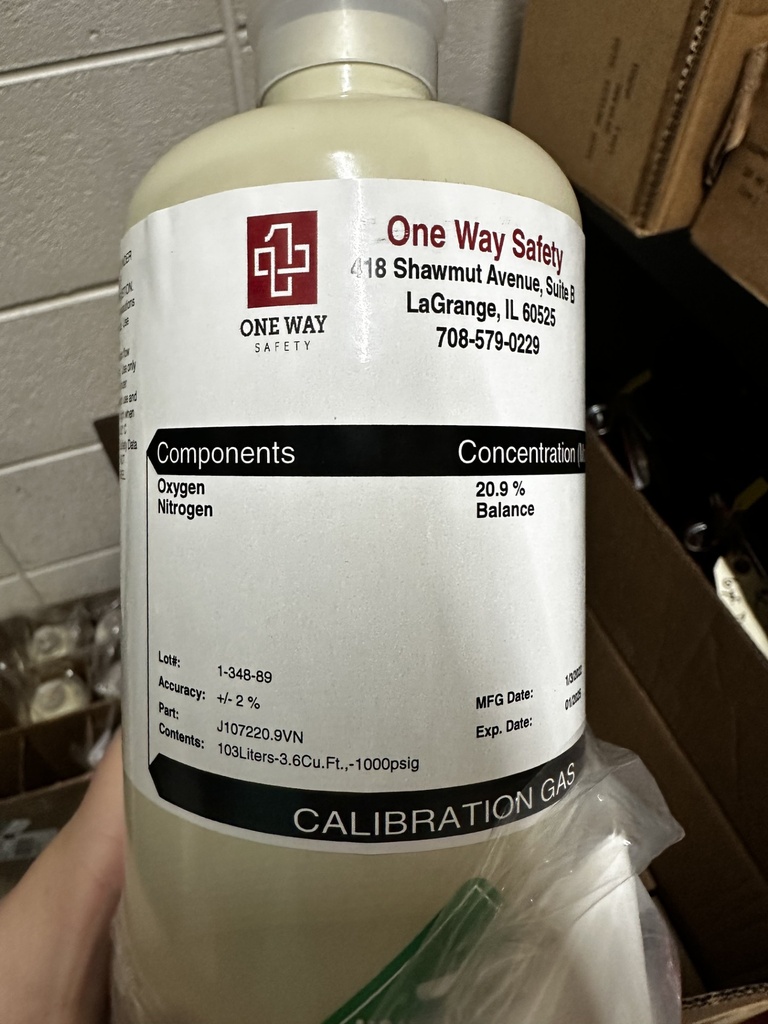 Cal Gas, Oxyg/Nitrgn  20.9% Vol. 02 N2