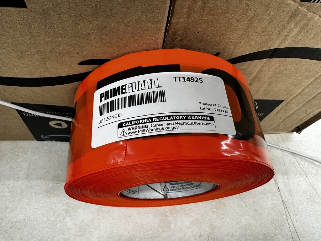 Tape, Barricade, Lift Zone, ORG tape, BLK words, 12/cs