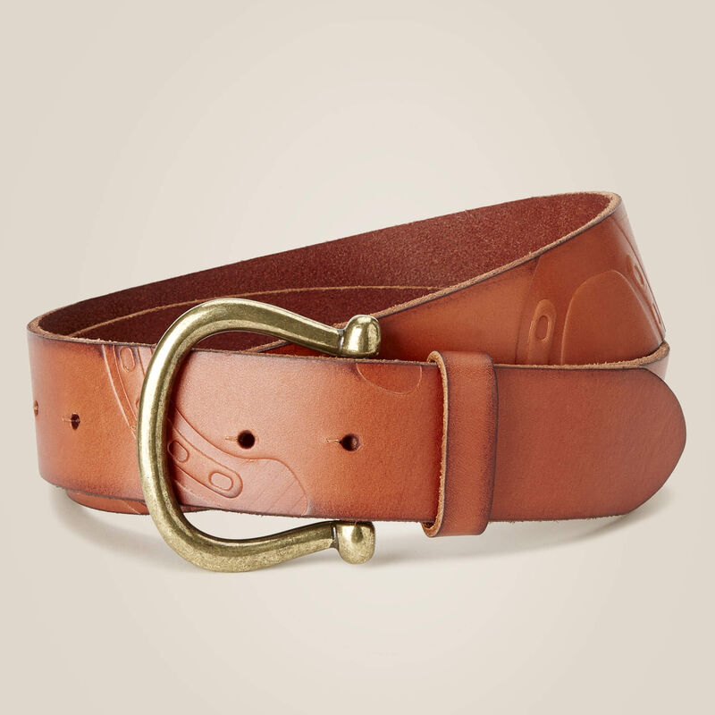 BELT, ADT UNISEX STAMPEDE BURNISHED TAN