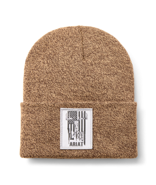 HAT, MNS US OUTDOORS PATCH BEANIE DARK BROWN/SANDSTONE