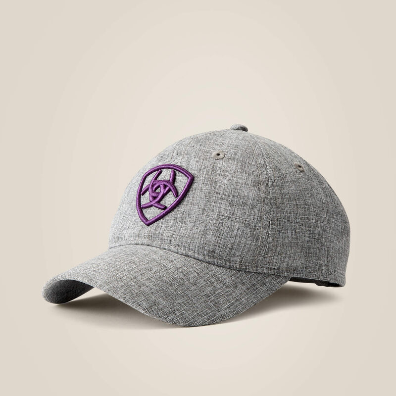 HAT, ADULT UNISEX ARENA CAP HEATHER GREY/PLUM