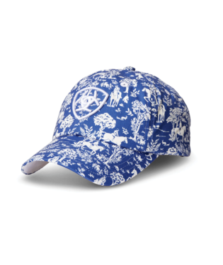 HAT, COTTON PRINT CAP NAVY TOILE