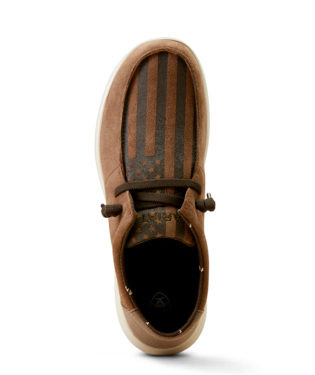 SHOES, MNS HILO BROWN BOMBER SUEDE/US FLAG PRINT