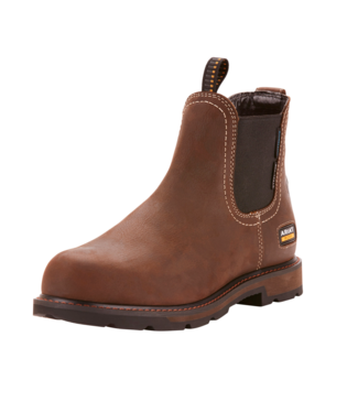 BOOTS, MNS GROUNDBREAKER CHELSEA H2O STEEL TOE DARK BROWN