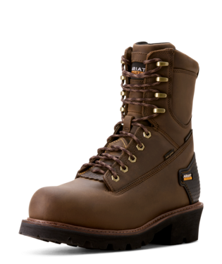 BOOTS, MNS POWERLINE 8" CT WP INSL OILY DISTRESSED BROWN
