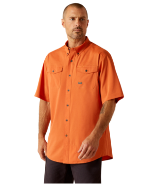 MNS RBR MD TGH VTTK DRST SHORT SLEEVE WORK SHIRT ORANGE