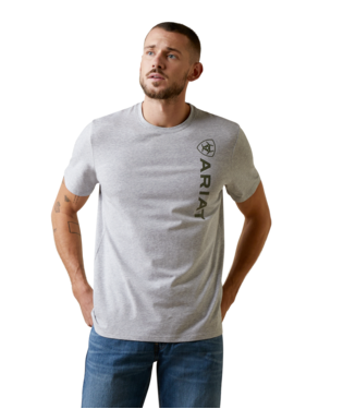 MNS VERTICAL LOGO SHORT SLEEVE T SHIRT HEATHER GREY