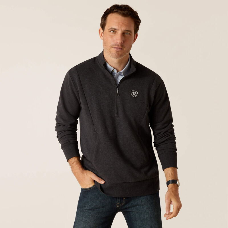 MNS FRIDAY COTTON 1/2 ZIP SWEATSHIRT CHARCOAL