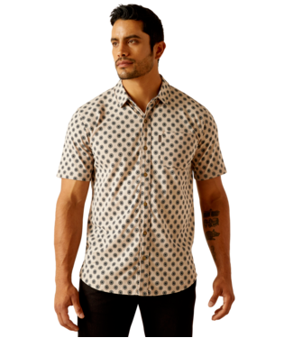 MNS RETRO BUTTON DOWN SHORT SLEEVE SHIRT SUEDE