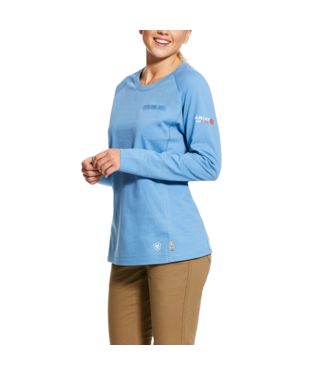 WMS FR AIR CREW LONG SLEEVE T SHIRT STEEL BLUE HEATHER