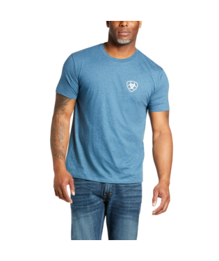MNS ARIAT ACRES SHORT SLEEVE T SHIRT DENIM BLACK HEATHER