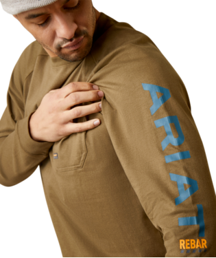 MNS RBR CTN STRNG LONG SLEEVE T SHIRT BEECH/INDIAN TEAL