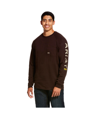 MNS RBR CTN STRNG LONG SLEEVE T SHIRT DARK BROWN