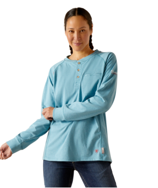 WMS FR AIR HENLEY LONG SLEEVE TOP NORSE BLUE SPACE DYE