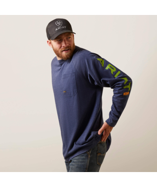 MNS RBR CTN STRNG LONG SLEEVE T SHIRT NAVY HEATHER