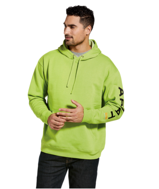 SWEATSHIRT, MNS REBAR GRAPHIC HOODIE LIME HEATHER/BLACK