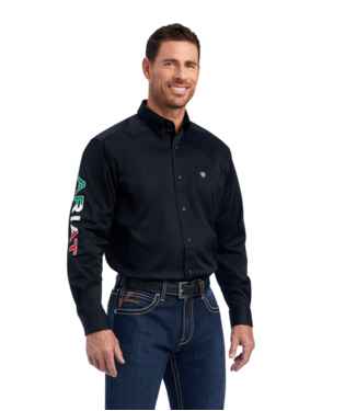 MNS TEAM LOGO TWILL CLSSC LONG SLEEVE SHIRT BLACK MEXICO