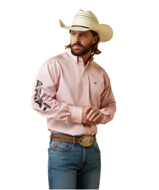 MNS TEAM LOGO TWILL LONG SLEEVE SHIRT ALMOND BLOSSOM & BLACK