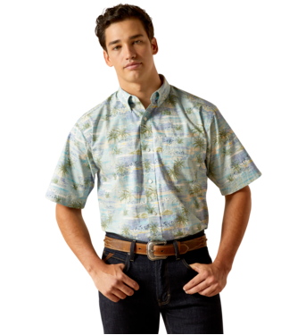 MNS EDWIND SHORT SLEEVE SHIRT BLUE HEAVEN