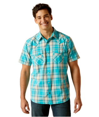 MNS HOWARD RETRO SNP SHORT SLEEVE SHIRT PEACOCK BLUE