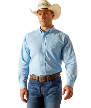 MNS SOLID SLUB LONG SLEEVE SHIRT COAST AZURE BLUE