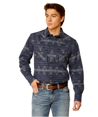 MNS HAZE RETRO SNP LONG SLEEVE SHIRT MOOD INDIGO