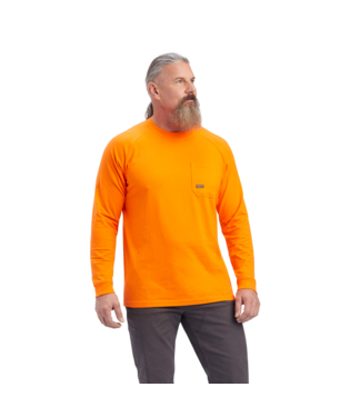 MNS REBAR CTNSTR LONG SLEEVE T SHIRT SAFETY ORANGE