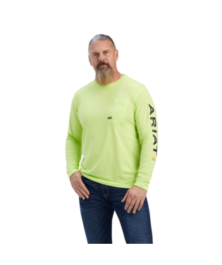 MNS REBAR WRKMN LG LONG SLEEVE T SHIRT SAFETY YELLOW/BLACK