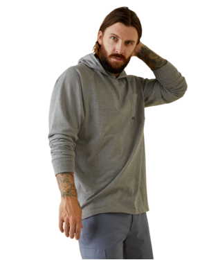 MNS REBAR CTST HOODED LONG SLEEVE T SHIRT HEATHER GREY