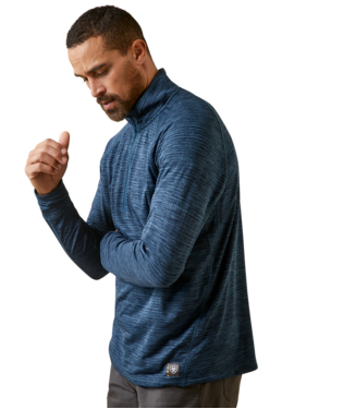 MNS RBR GRDWK BASELAYER 1/4 ZIP LONG SLEEVE T SHIRT BLUE WINK TEAL