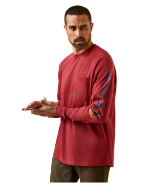 MNS RBR CTN STRNG LONG SLEEVE T SHIRT BRICK RED