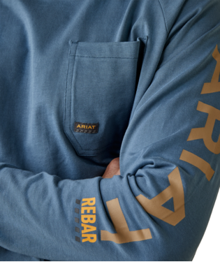 MNS RBR CTN STRNG LONG SLEEVE T SHIRT INDIAN TEAL