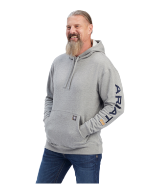 SWEATSHIRT, MNS REBAR GRAPHIC HOODIE HEATHER GREY/ULTRAMARINE