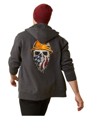 SWEATSHIRT, MNS RBR BORN FULL ZIP HOODIE CHARCOAL HEATHER