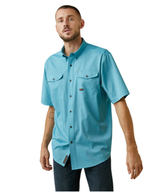 MNS RBR MD TGH VTTK DRST SHORT SLEEVE WORK SHIRT SEA HEATHER