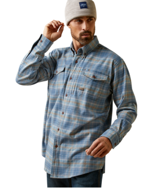 MNS RBR FLANNEL DRSTR LONG SLEEVE WORK SHIRT INDIAN TEAL PLAID