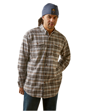 MNS RBR FLANNEL DRSTR LONG SLEEVE WORK SHIRT ALLOY PLAID