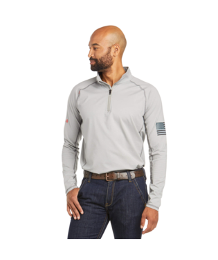 MNS FR CMBT STR 1/4 ZIP LONG SLEEVE WORK SHIRT SILVER FOX