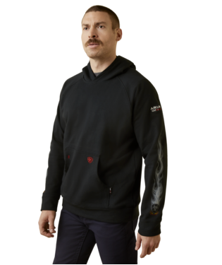 SWEATSHIRT, MNS FR DURASTRETCH FLAMES HOODIE BLACK