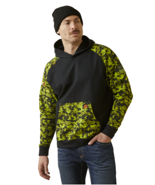 SWEATSHIRT, MNS FR DRSTR PATRIOT HOODIE BLACK/LIME CAMO