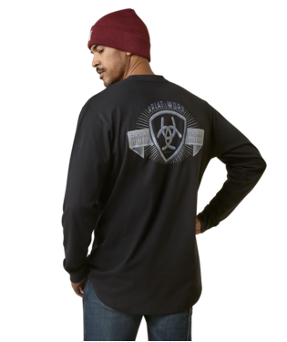 MNS RBR CTN STR UN CTY LONG SLEEVE T SHIRT BLACK