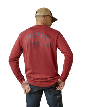 MNS RBR CTN STR UN CTY LONG SLEEVE T SHIRT BRICK RED