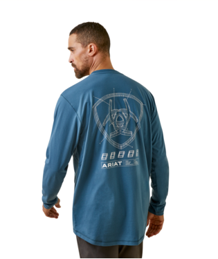 MNS REBAR WRKMN BLUEPRINT LONG SLEEVE T SHIRT INDIAN TEAL