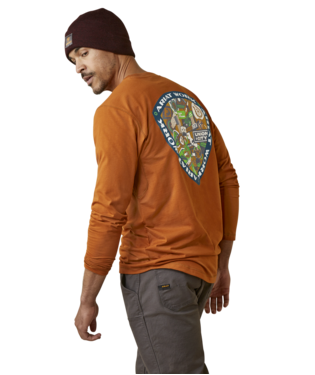 MNS REBAR WRKMN PATCHES LONG SLEEVE T SHIRT CARAMEL CAFE