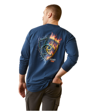 MNS RBR CT STR SHCK FRE LONG SLEEVE T SHIRT BLUE WING TEAL