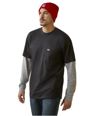 MNS RBR CTN STR DUALLY LONG SLEEVE T SHIRT BLACK/GREY